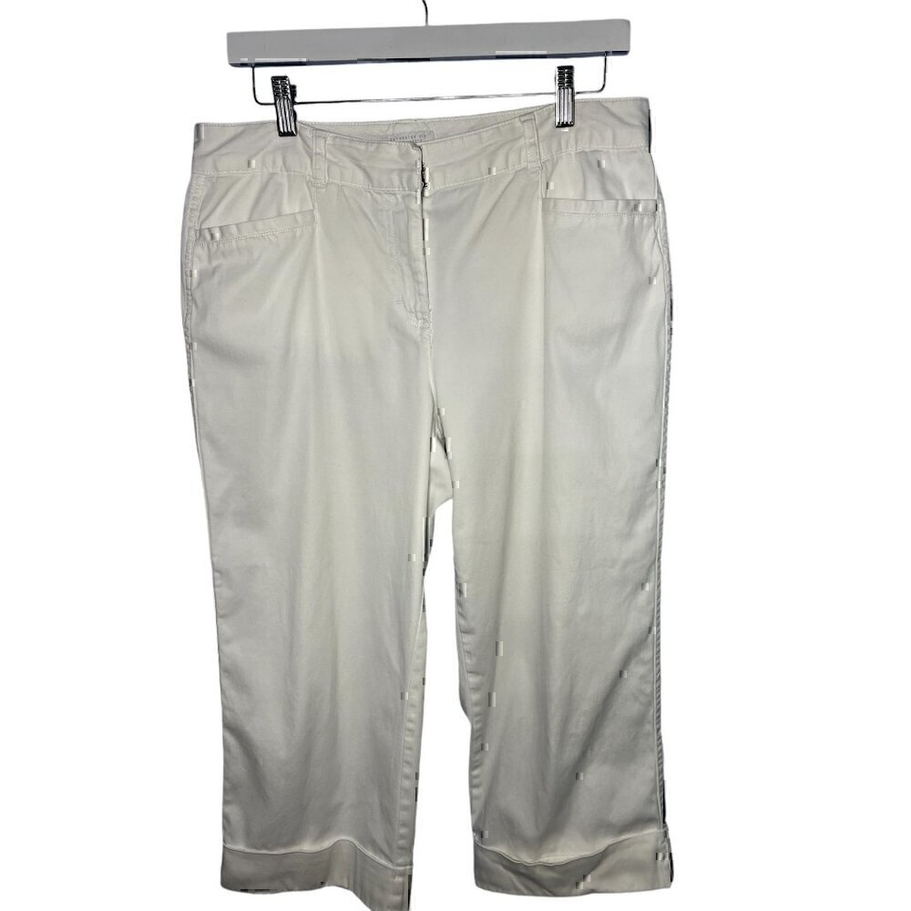 Charter Club Katherine Fit Capri Pants Womens 10P White Cotton Spandex